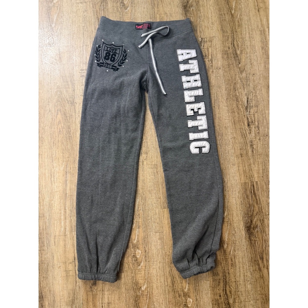 Y2K Simply Pink Love 86 Rhinestone Gray Jogger Sweatpants Size L